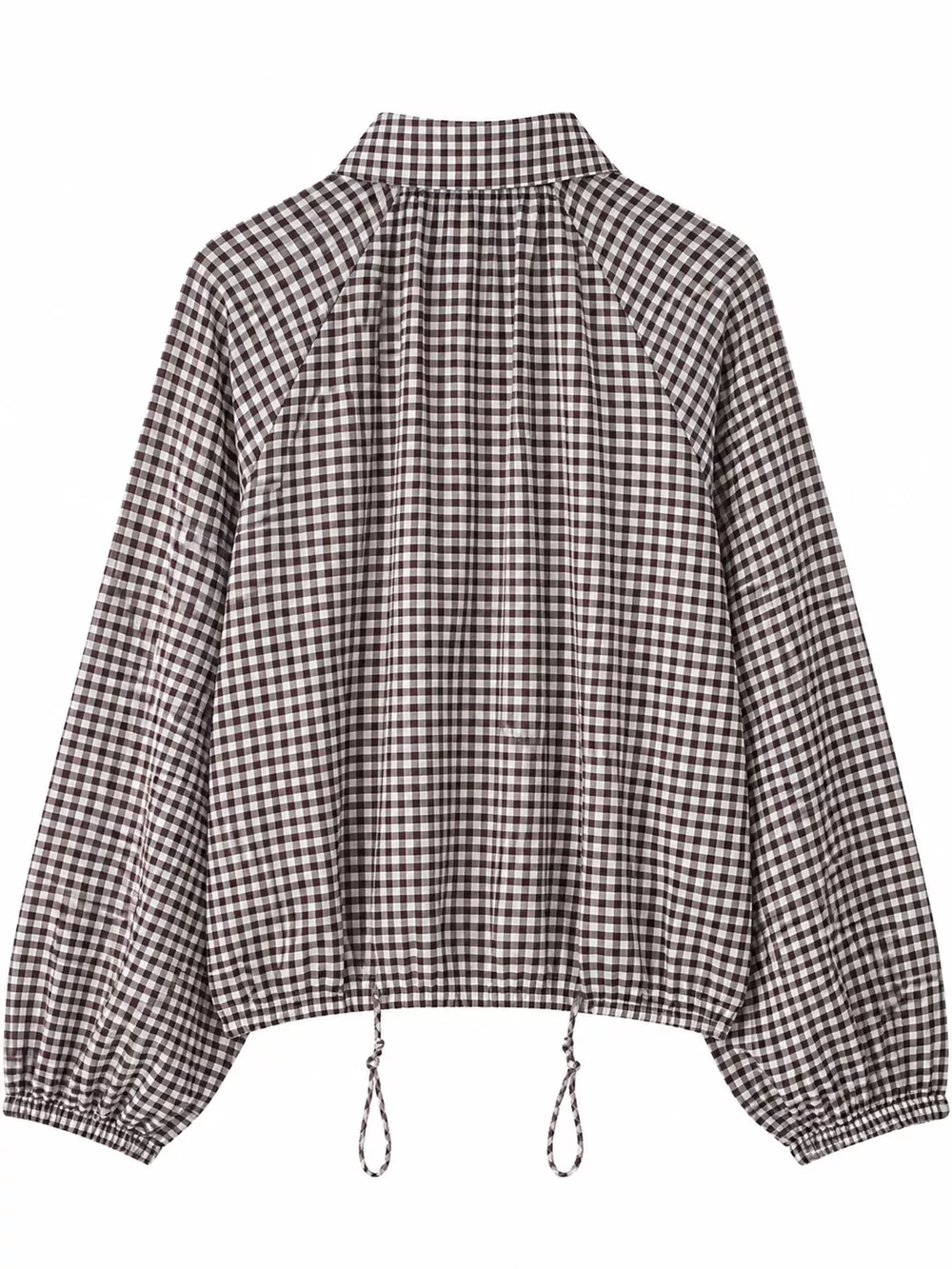 Gingham Stand-Collar Drawstring Jacket, image 4