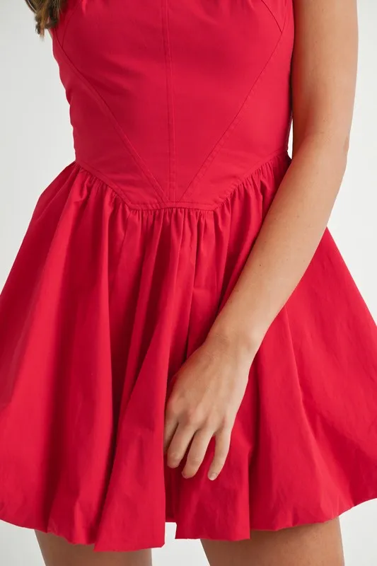 Poplin Square Neckline Bubble Mini Dress, image 9