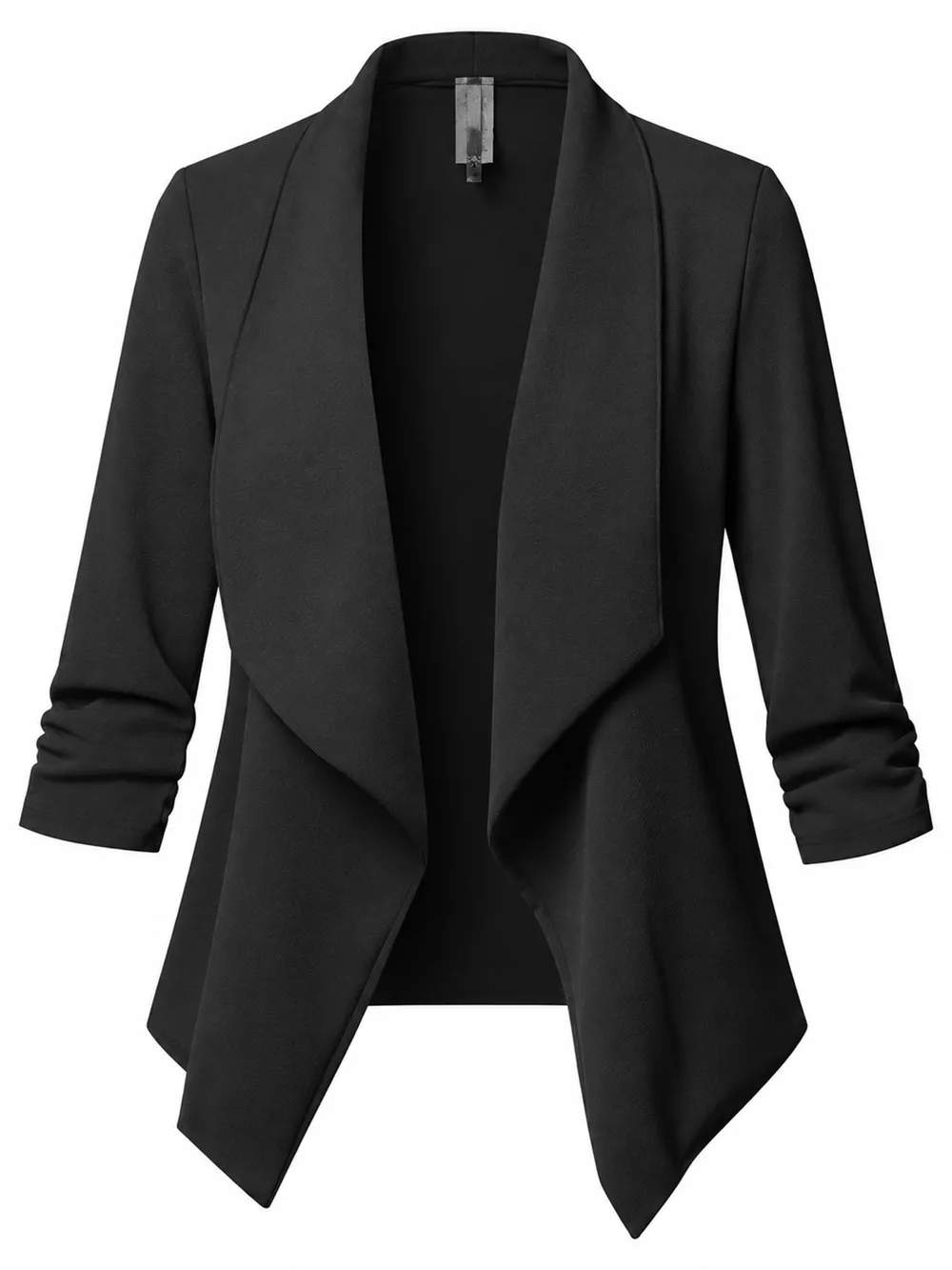 Full Size Open Front Drape Blazer with 3/4 Ruched Sleeves Plus Size, image 18