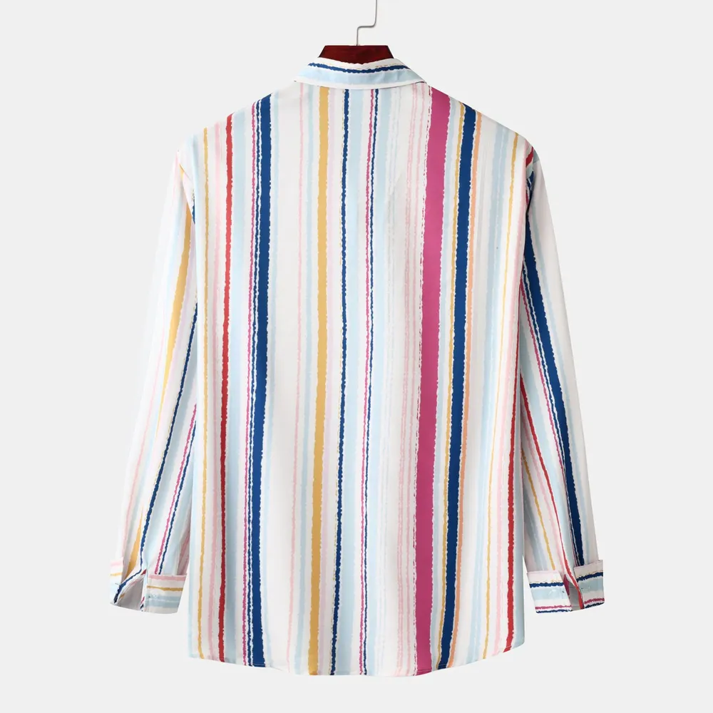 Men's Striped Button-Down Long Sleeve Shirt, image 2