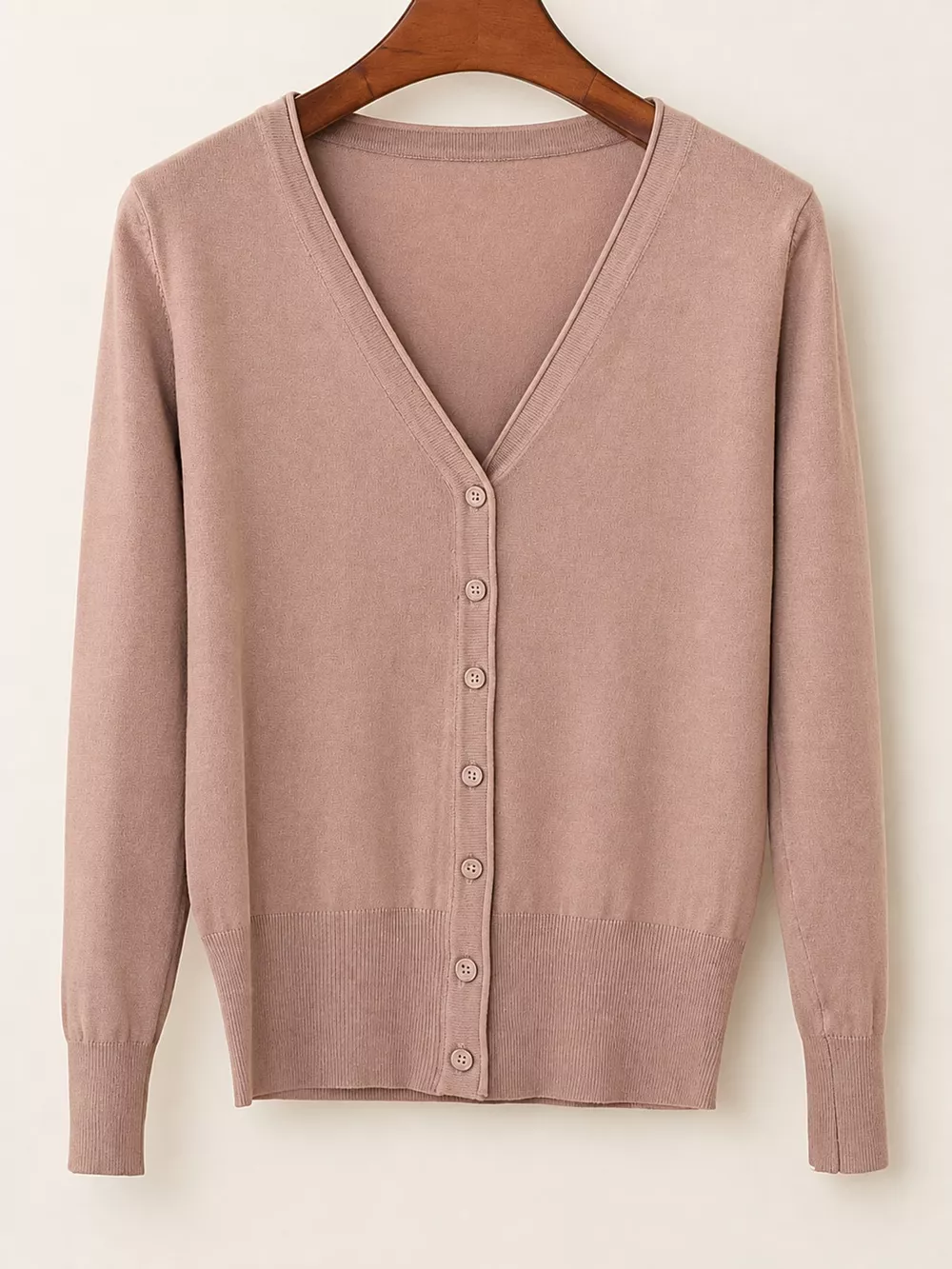 Classic V-Neck Button-Down Knit Cardigan, image 55