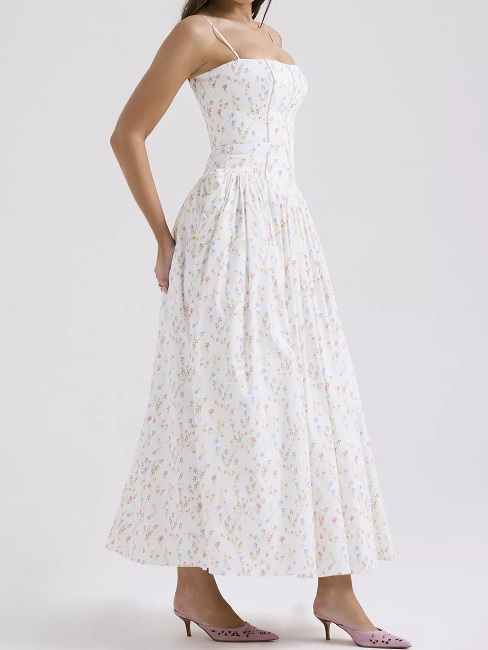 Floral Spaghetti Straps Midi Dress, image 18