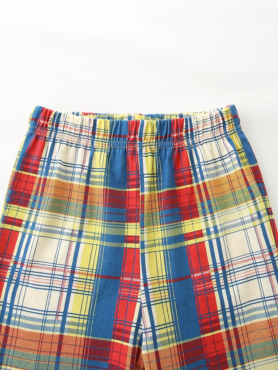 Children's Racing Car Print T-Shirt and Plaid Shorts Set, image 4