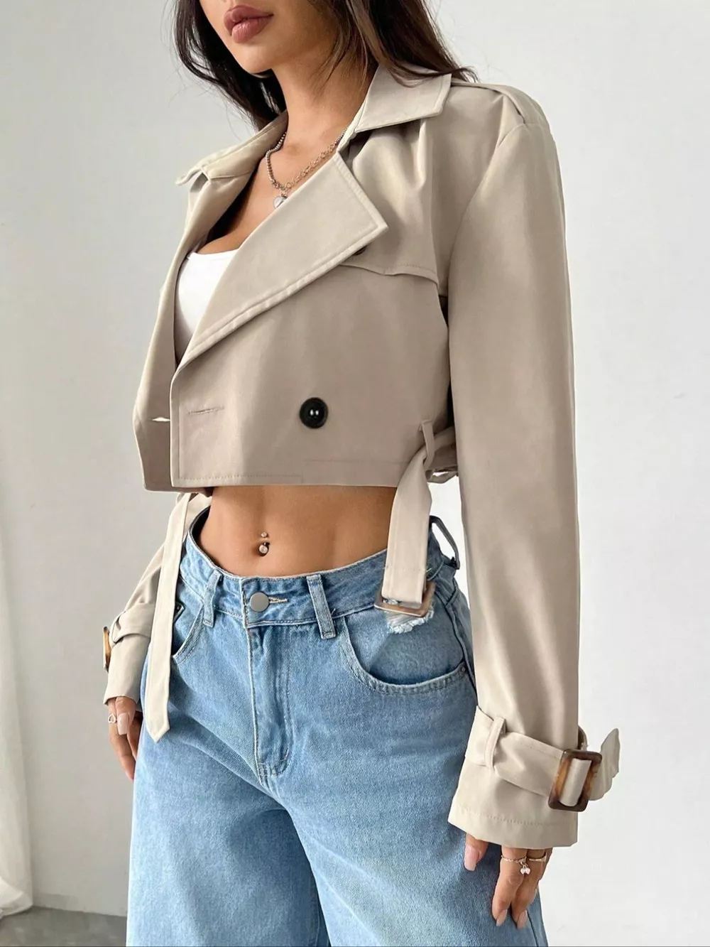 Double-Breasted Cropped Outerwear, image 4