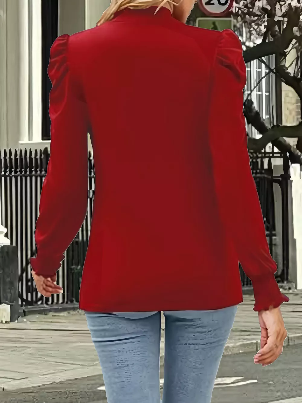 Mock Neck Puff Sleeve Blouse, image 6