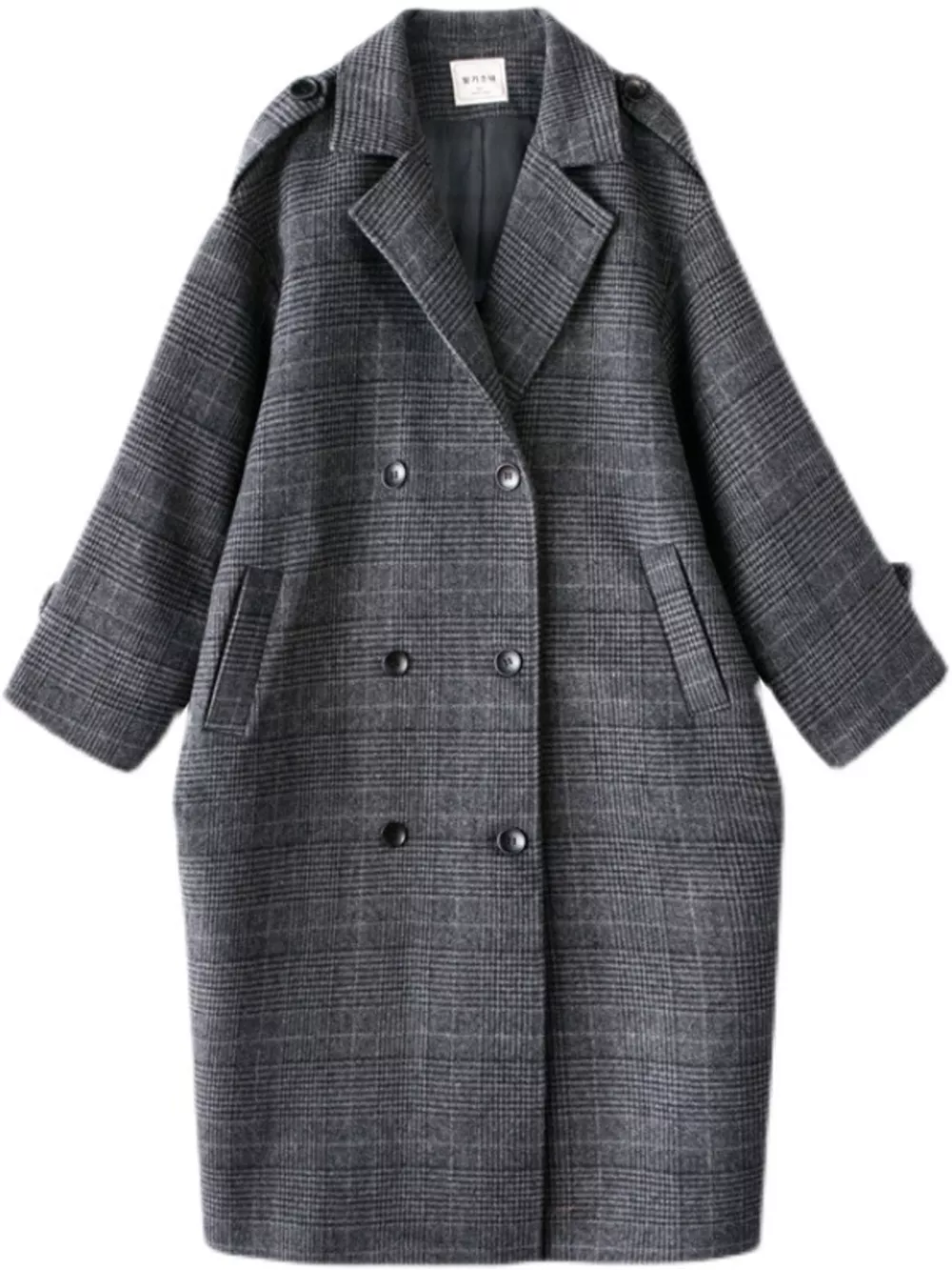 Plaid Double-Breasted Longline Overcoat, image 4