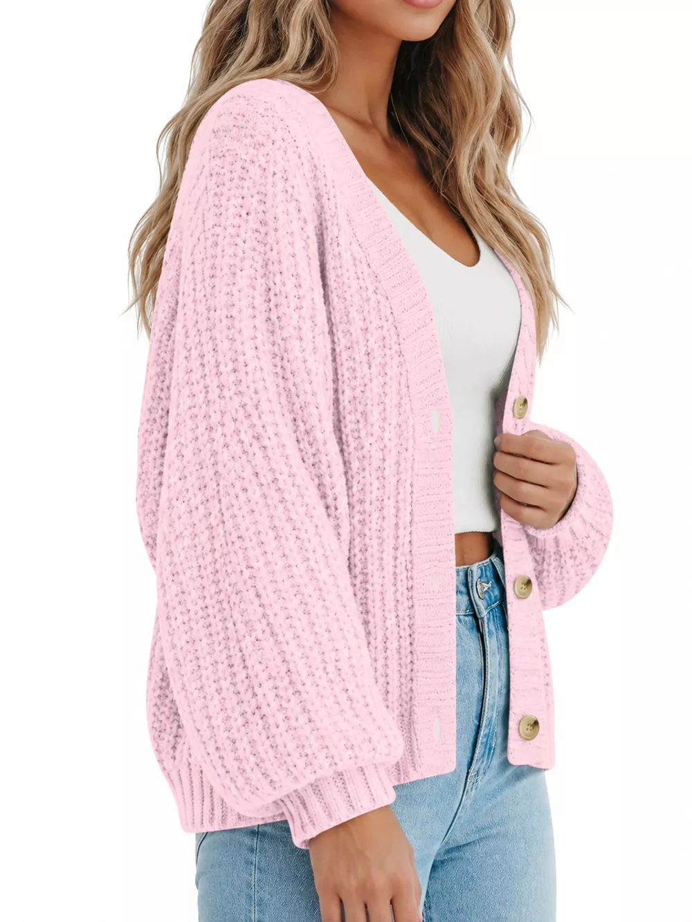Full Size Chunky Knit Button-Down Cardigan Plus Size, image 32