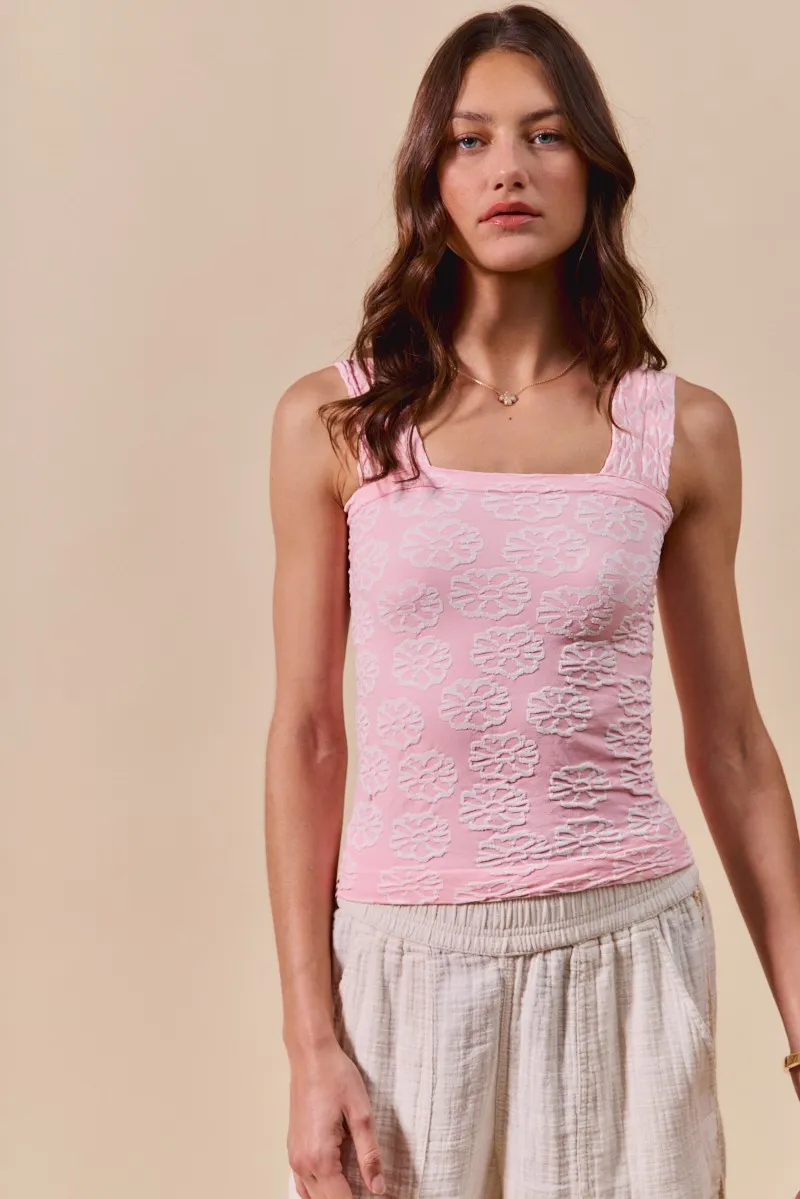Two Tone Floral Seamless Tank Top, image 6