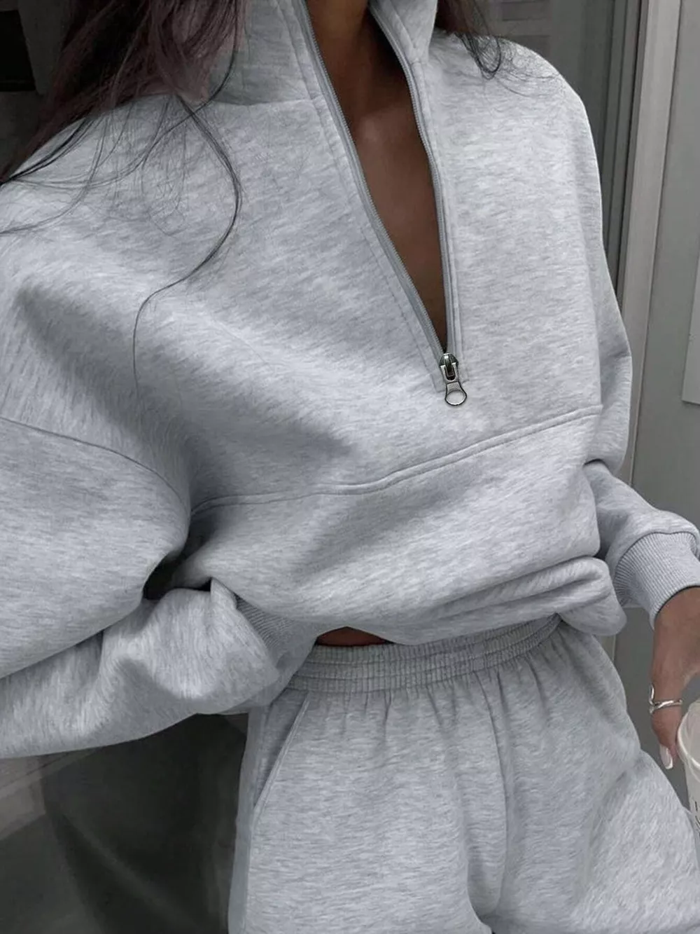 Half-Zip Sweatshirt and Joggers Set, image 2