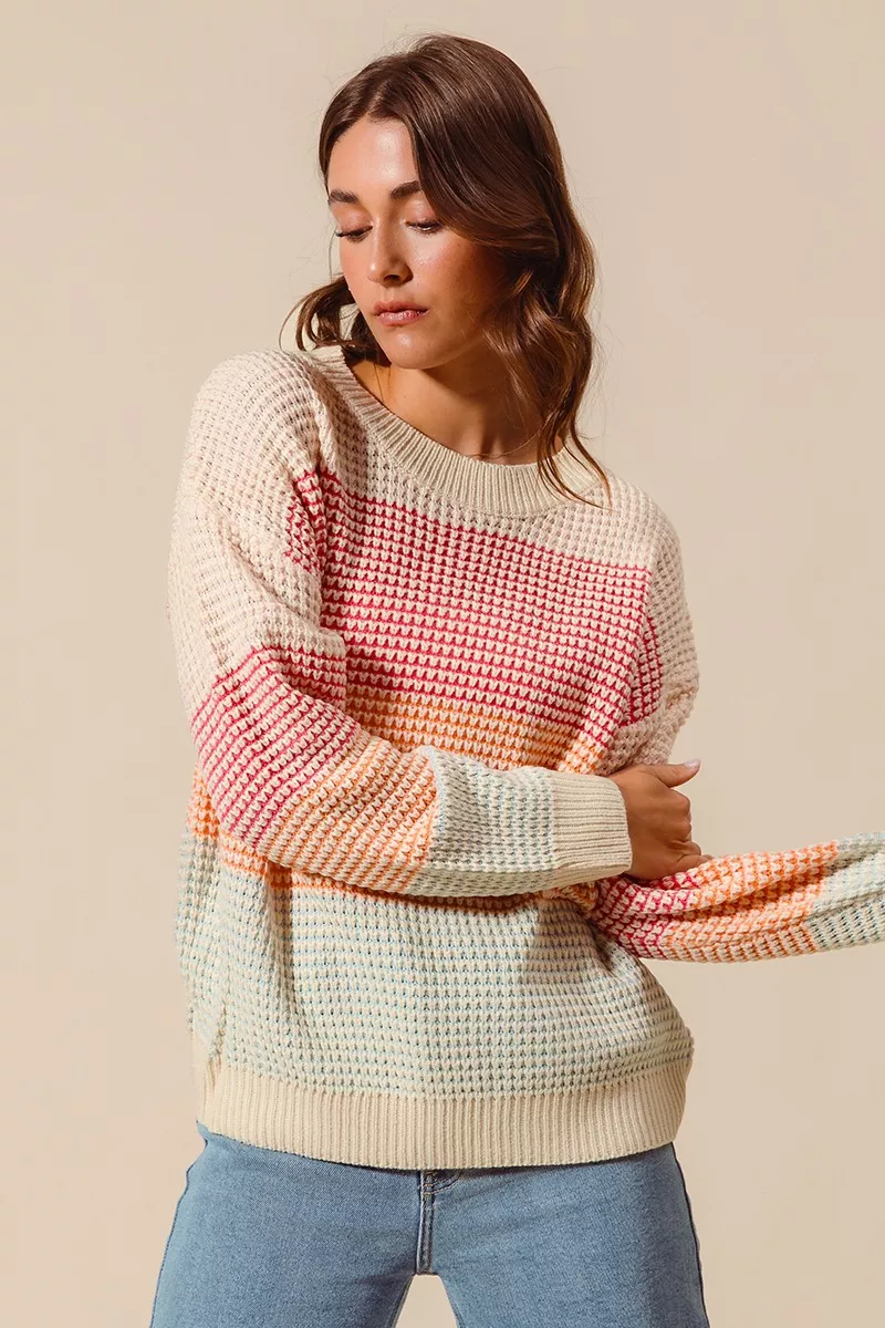 Multi Color Block Long Sleeve Sweater, image 11