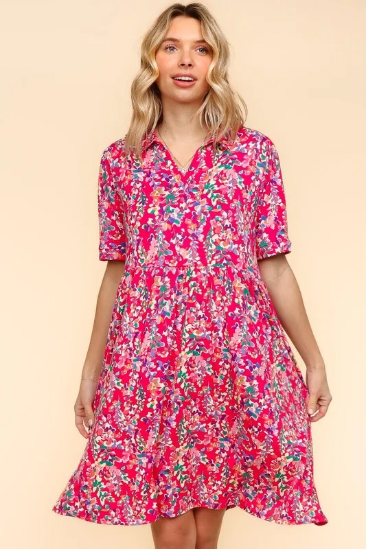 Johnny Collar Babydoll Dress with Side Pockets, image 3