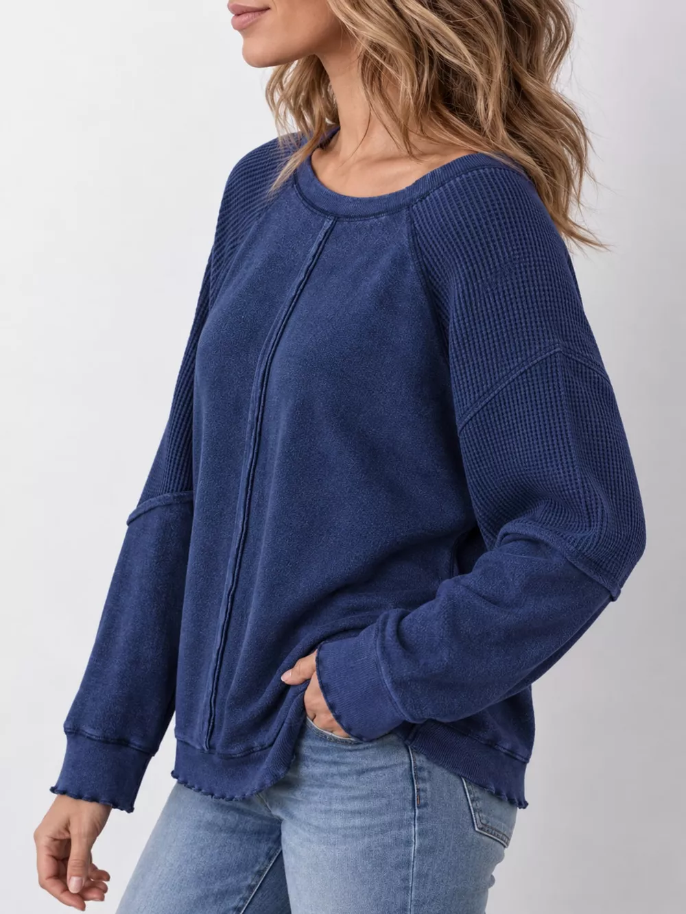 Waffle Knit Raglan Sleeve Sweatshirt, image 21