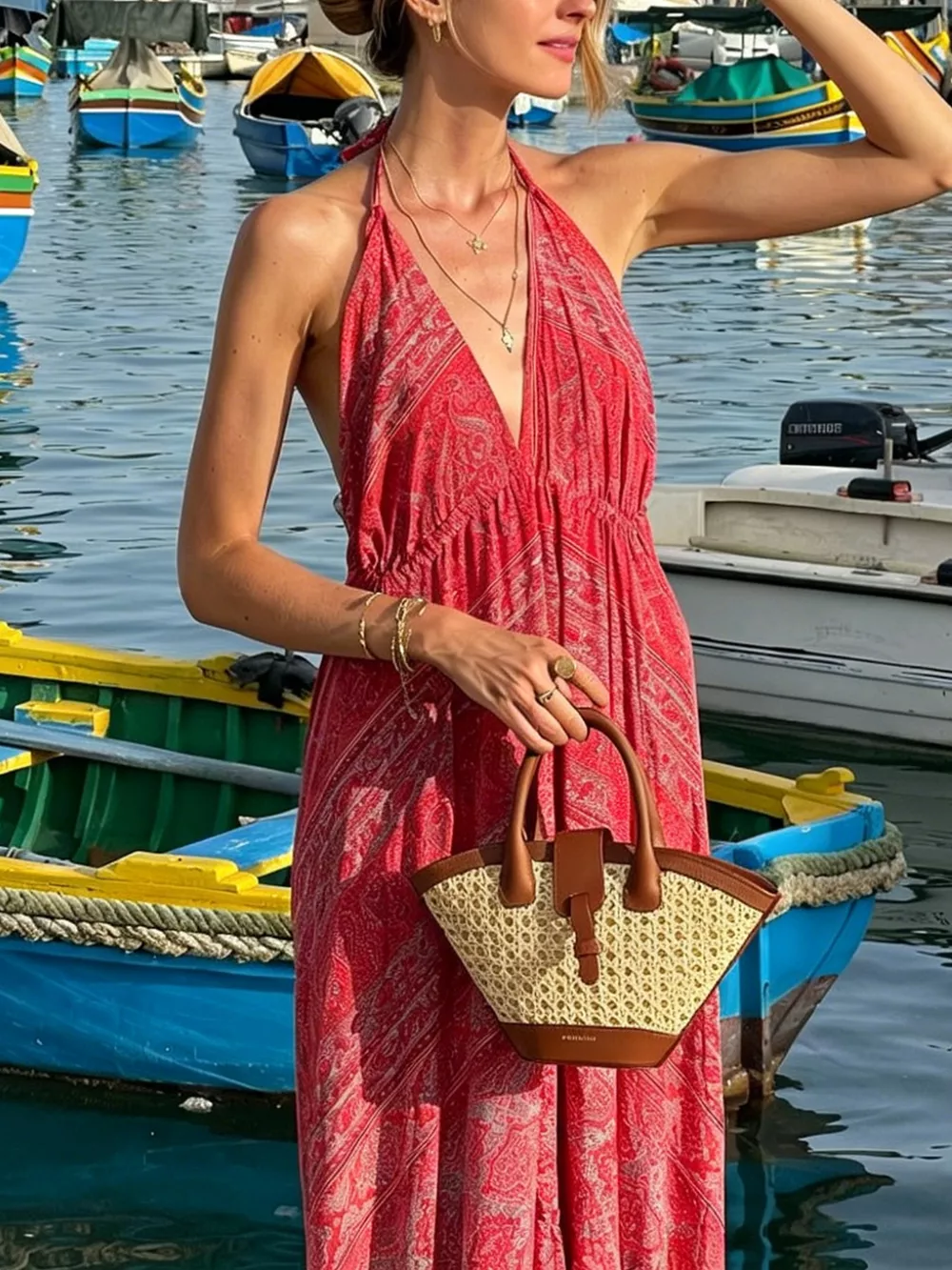 Tiered Halter Neck Maxi Dress, image 4