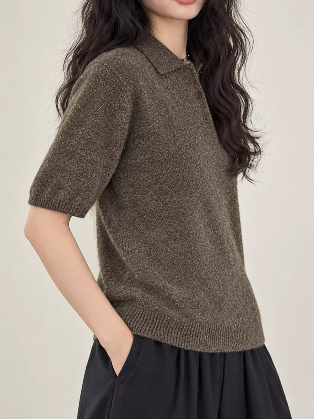 Wool Short-Sleeve knitted Polo Shirt, image 11
