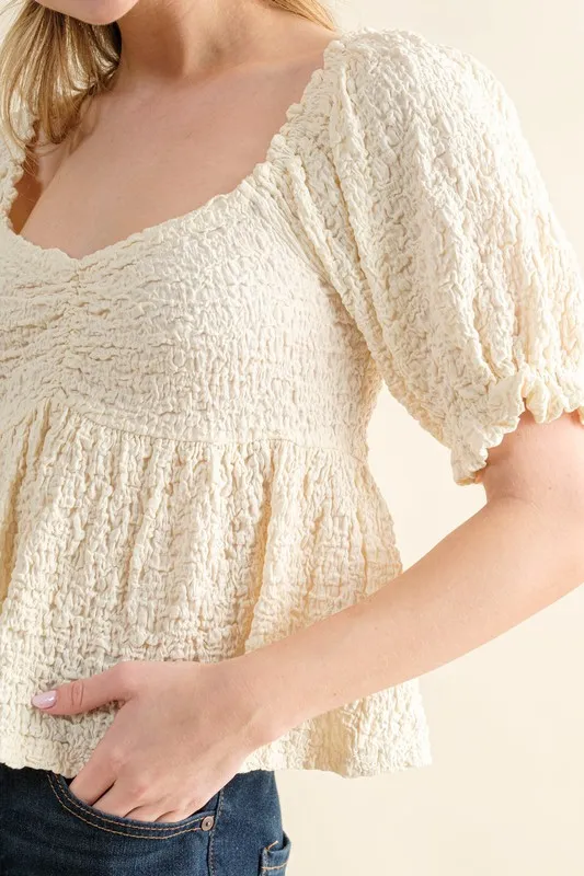 Lovely Textured and Smocked Top, image 5