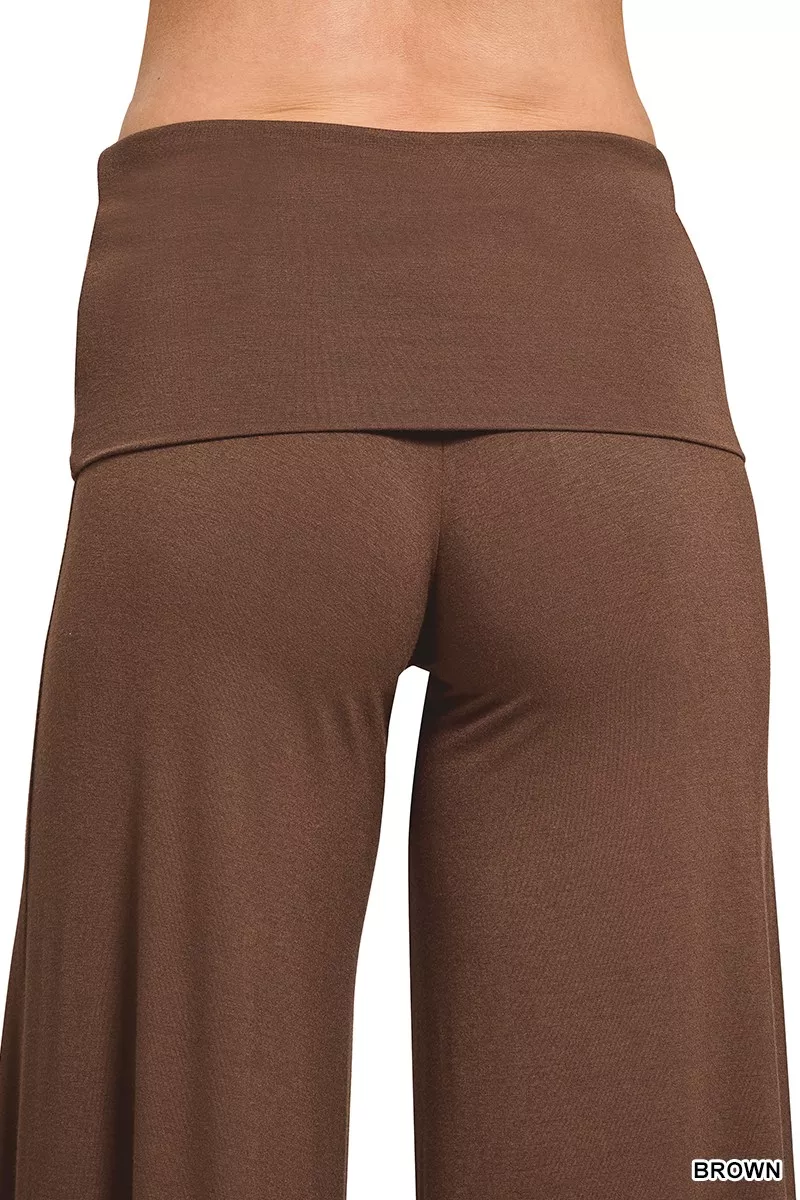 Fold Over Waist Comfy Wide Leg Pants, image 5