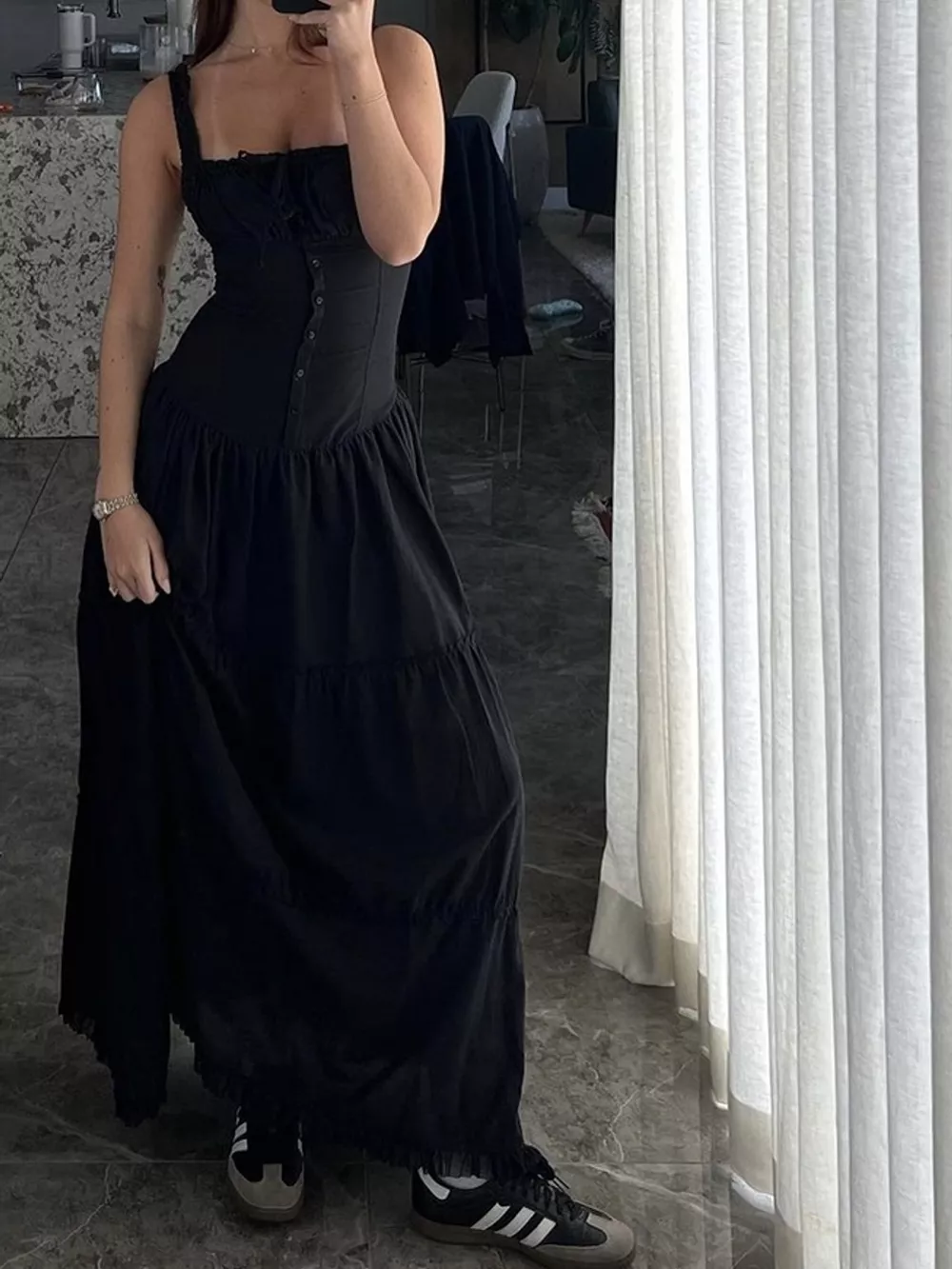 Ruffled Square Neck Tiered Maxi Dress, image 22