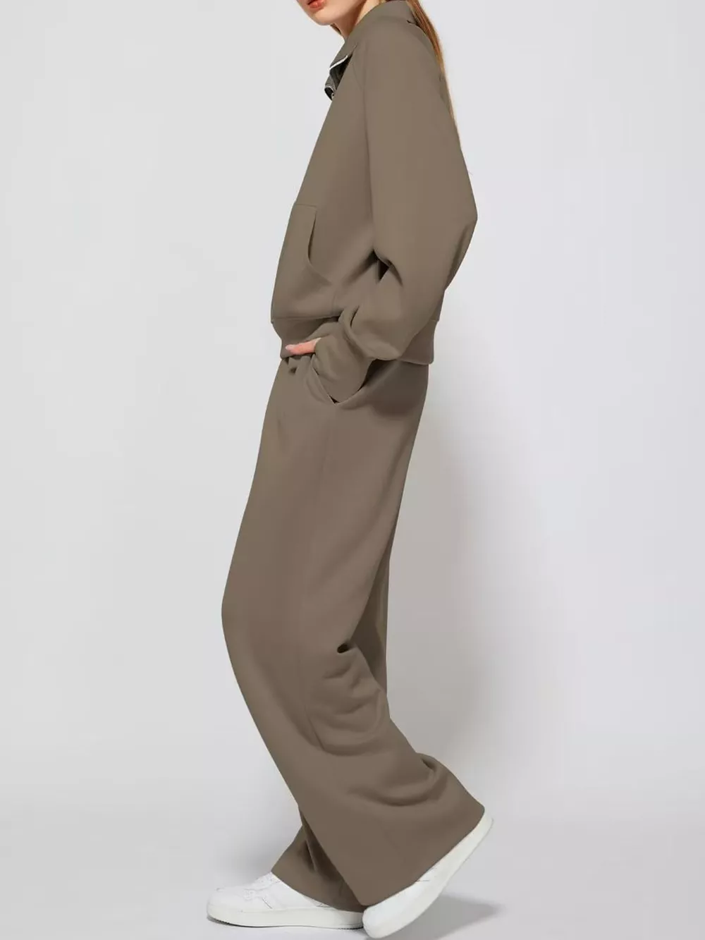 Half-Zip Sweatshirt and Wide-Leg Pants Set, image 17