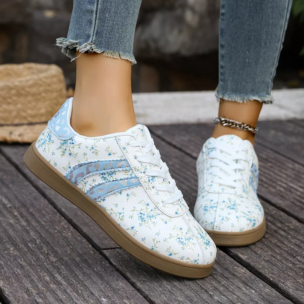 Floral Print Flats Sneakers, image 3