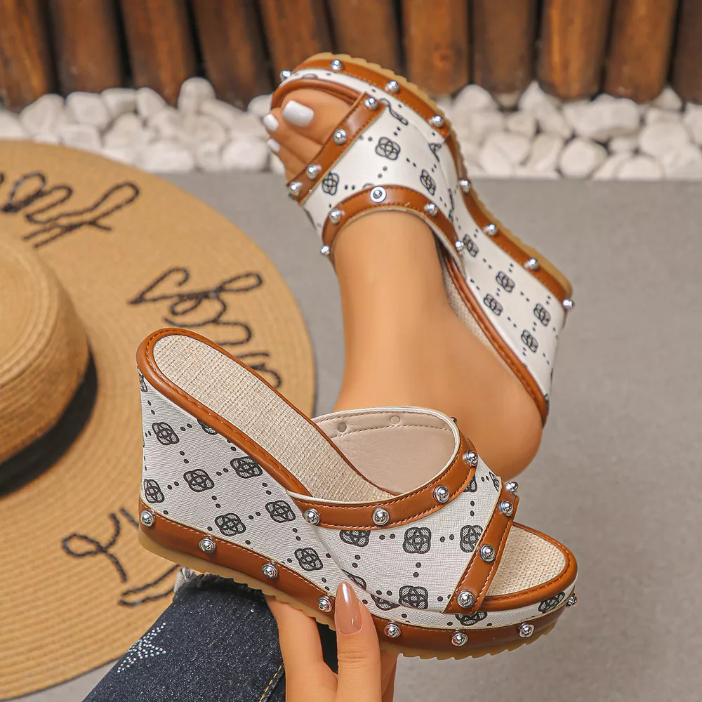 Peep Toe Wedge Sandals, image 7