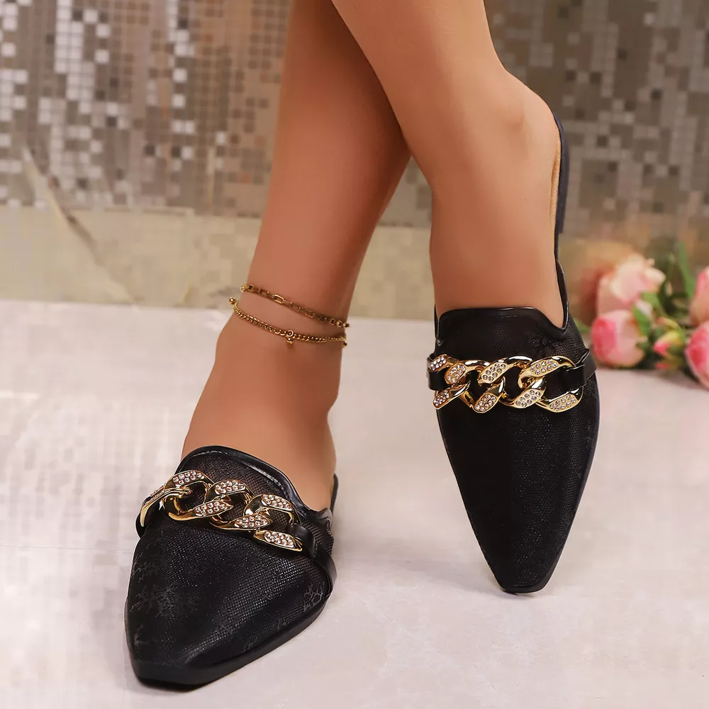 Point Toe Chain Detail Sandals, image 6