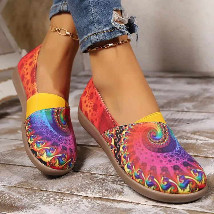 Bohemian Spiral Print Multicolor Slip-Ons, image 5