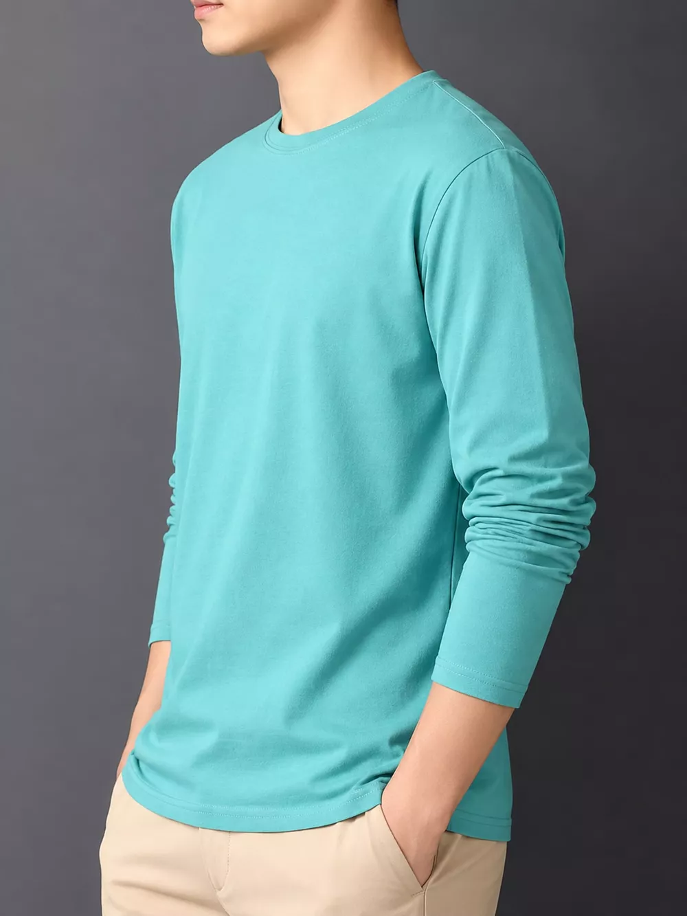 Men's Plus Size Round Neck Long Sleeve T-Shirt, image 58