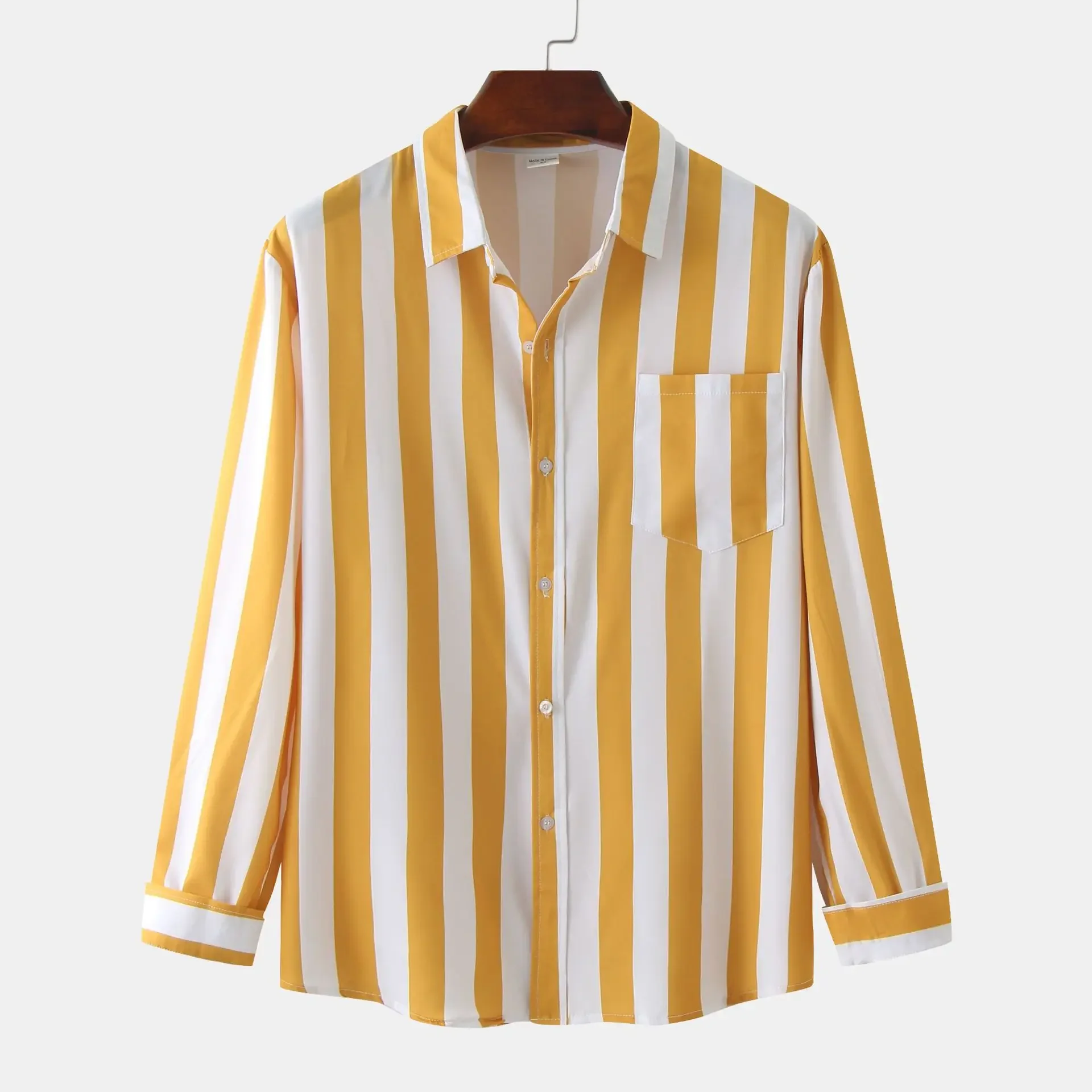 Men's Striped Button-Down Long Sleeve Shirt, image 8