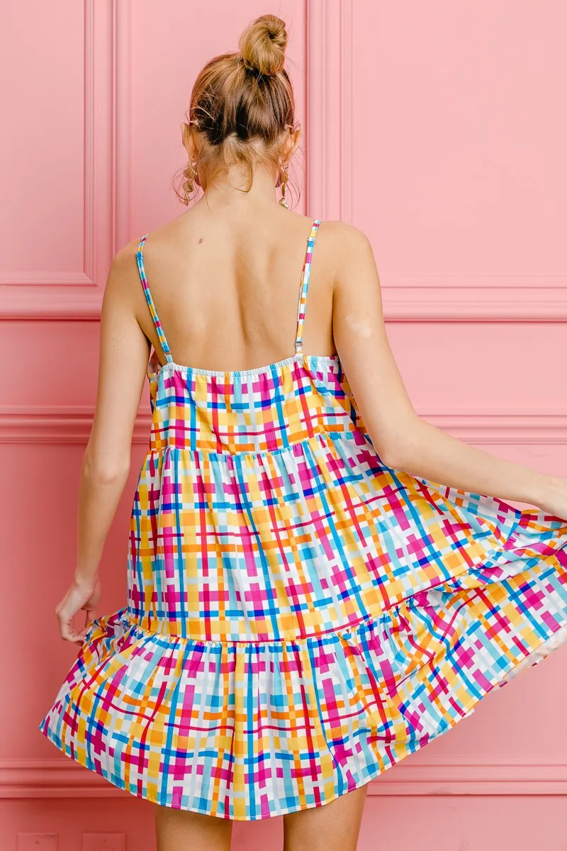 Multi Colors Plaid Sleeveless Sun Dress, image 19