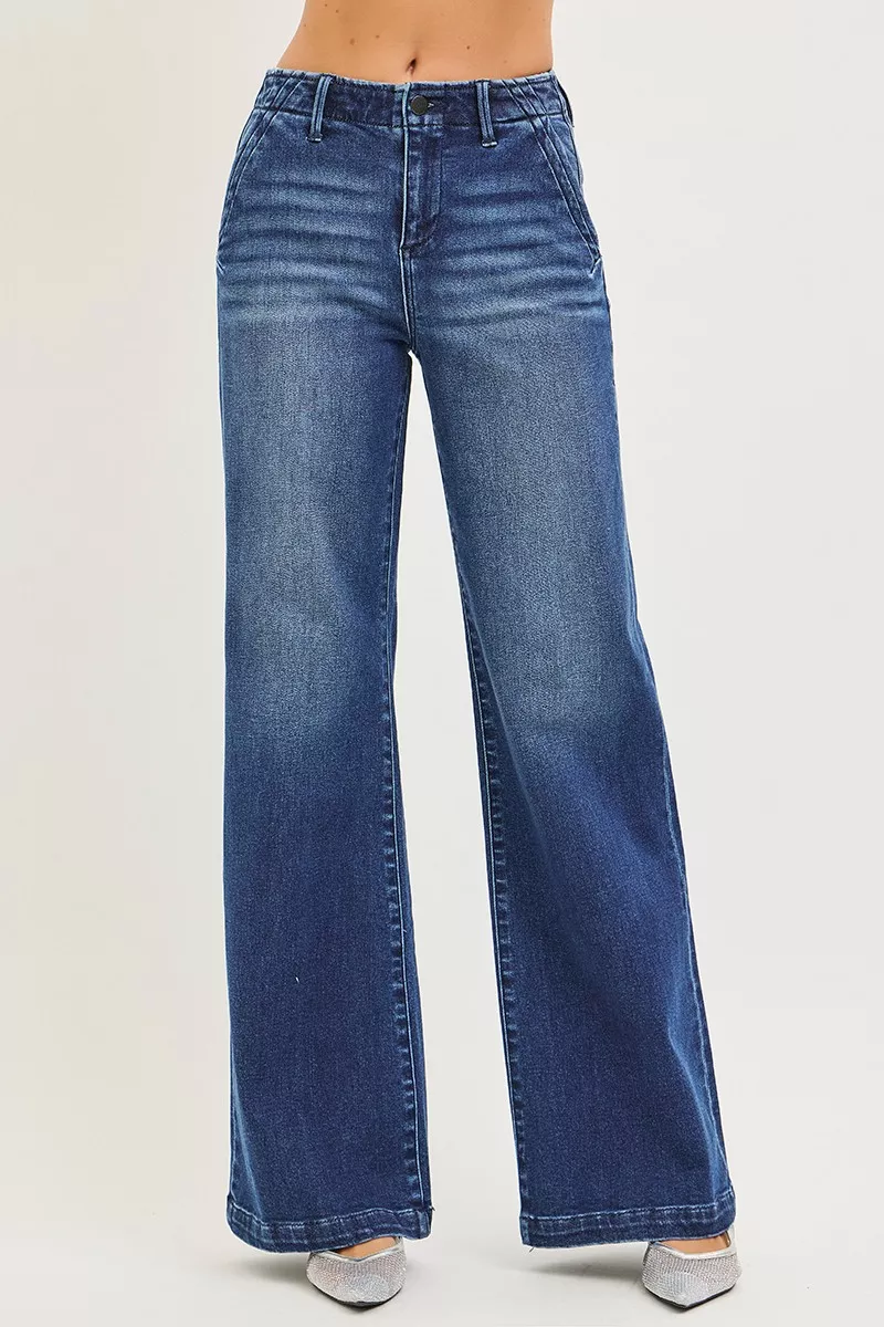 High Rise Wide Leg Slanted Pocket Jeans, image 5