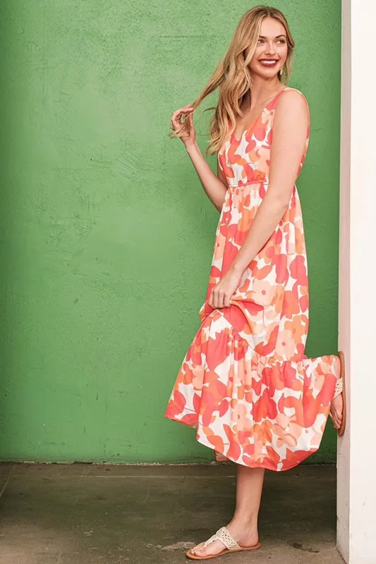 Sleeveless Floral Print V-Neck Midi Dress, image 5
