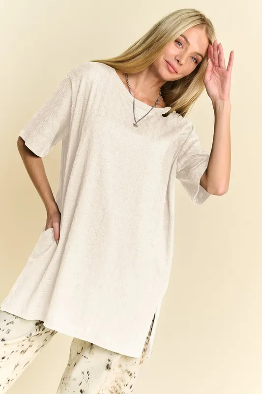 Short Sleeve Side Slit T-Shirt with Pockets, image 6