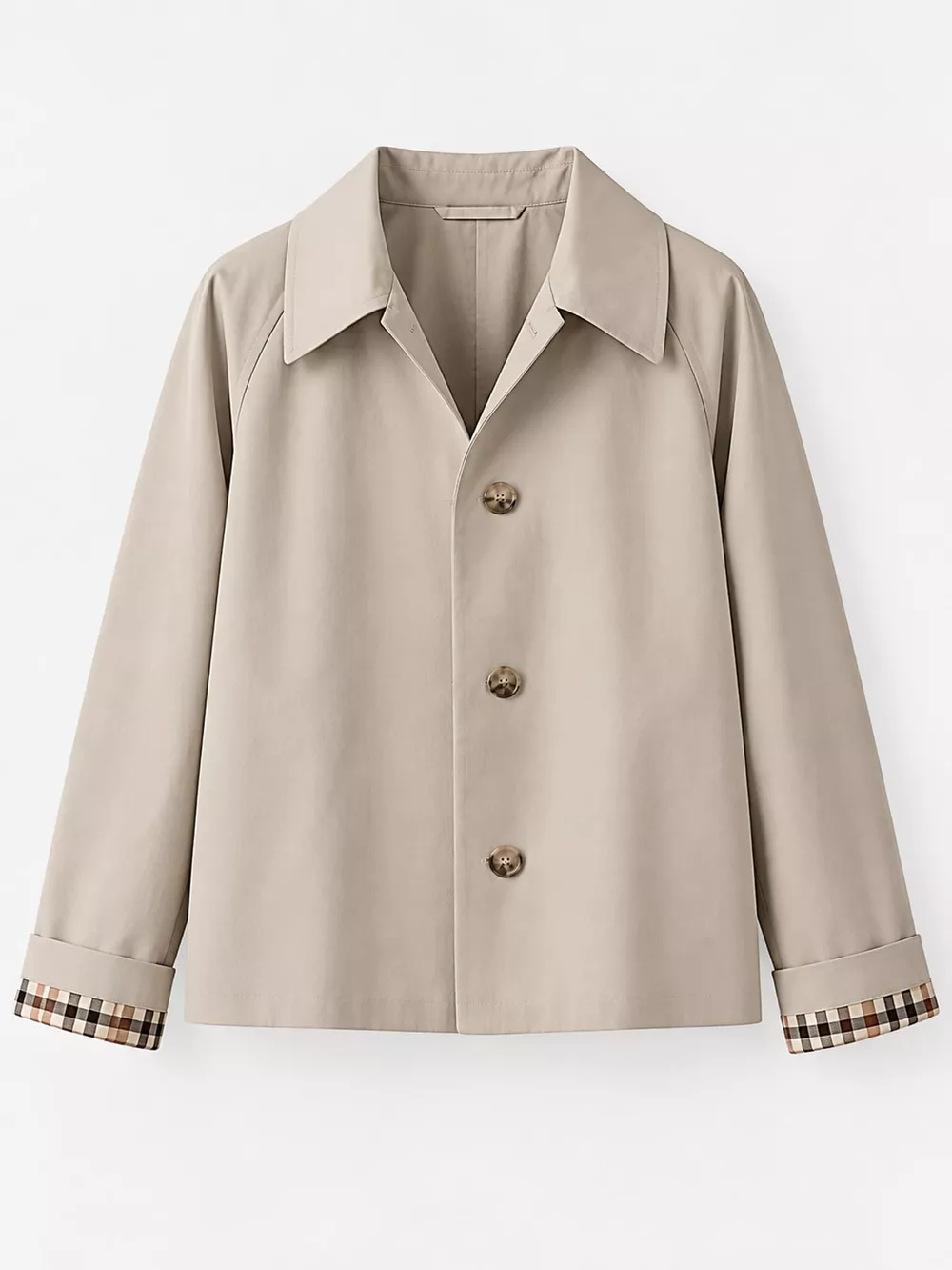 Plaid Cuffs Cropped Trench Outerwear, image 4
