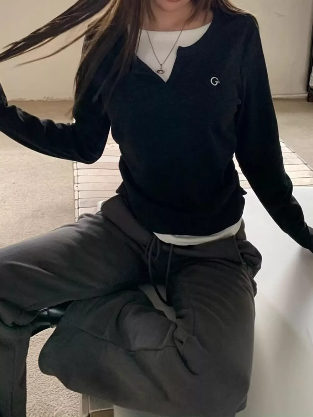 Layered Look Long Sleeve T-Shirt, image 6