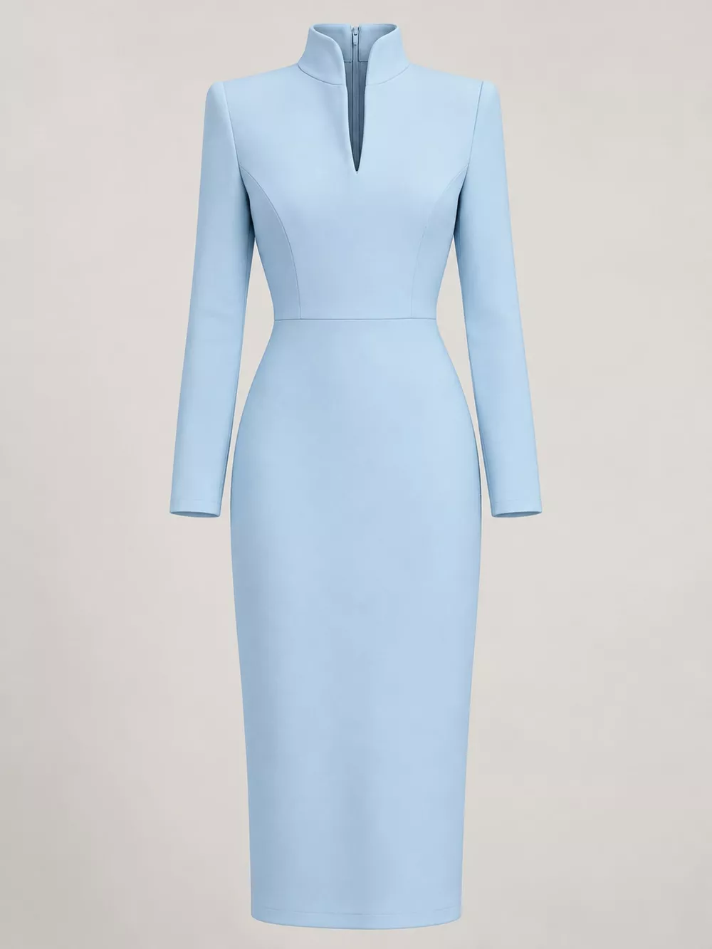 Full Size Stand-Collar Long-Sleeve Midi Dress Plus Size, image 14