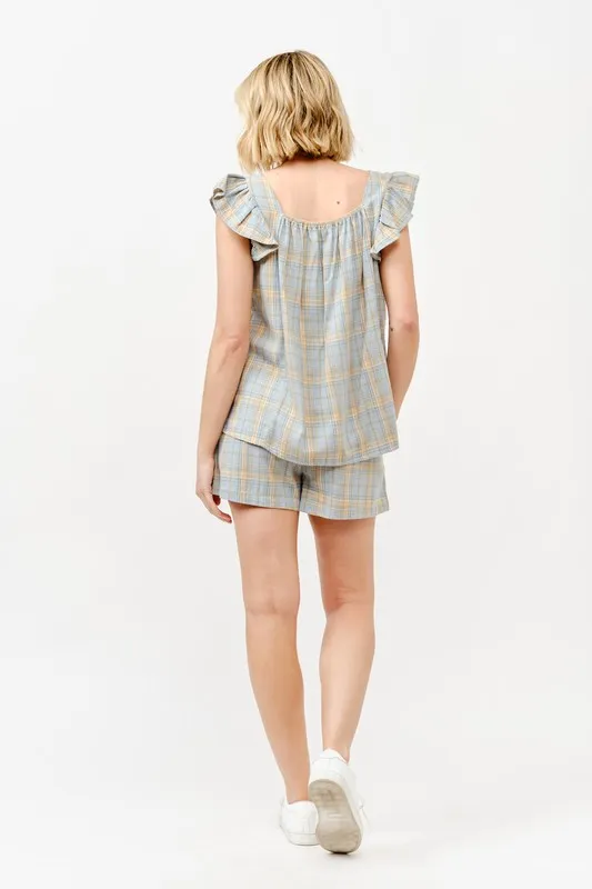 Plaid Print Smocked Detail Casual Shorts, image 9