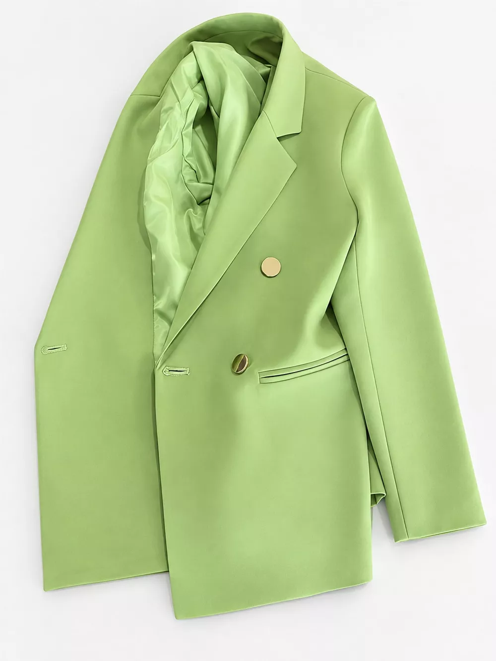 Full Size Minimalist Double-Breasted White Blazer Plus Size, image 60