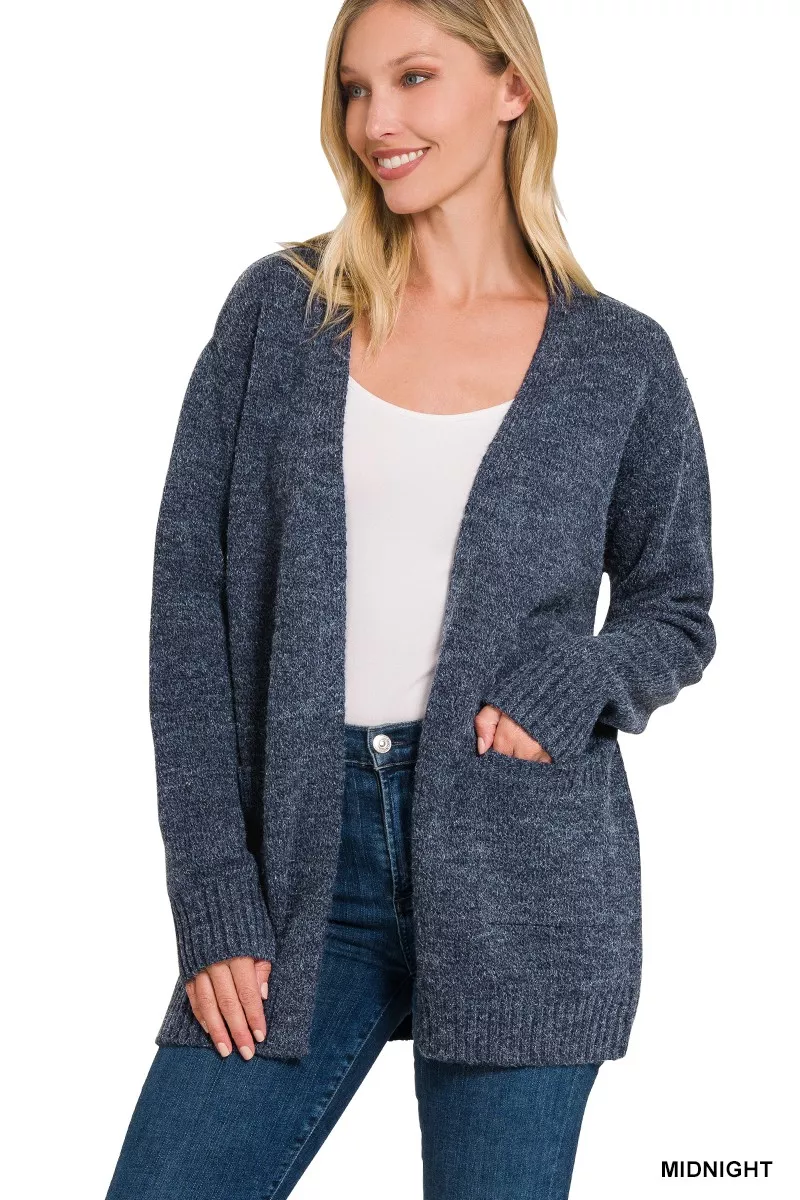 Zenana Open Front Sweater Cardigan, image 3