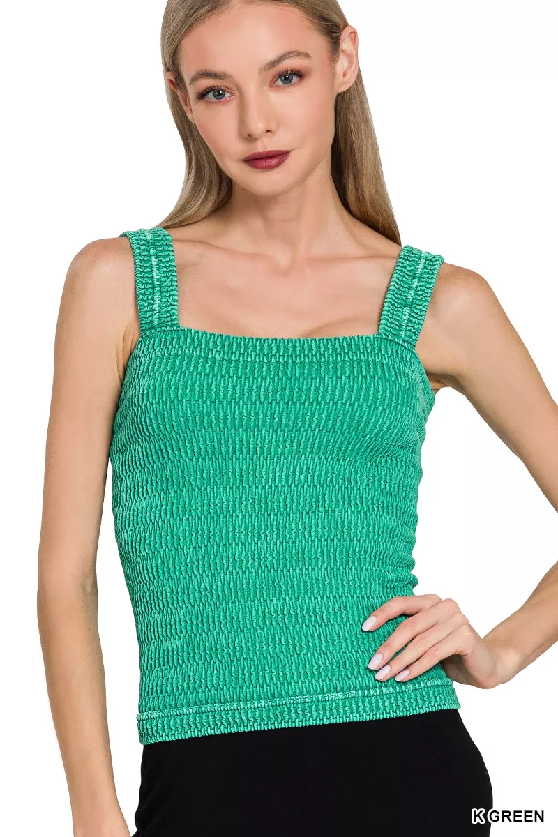 Seamless Winkle Stone Washed Tank Top