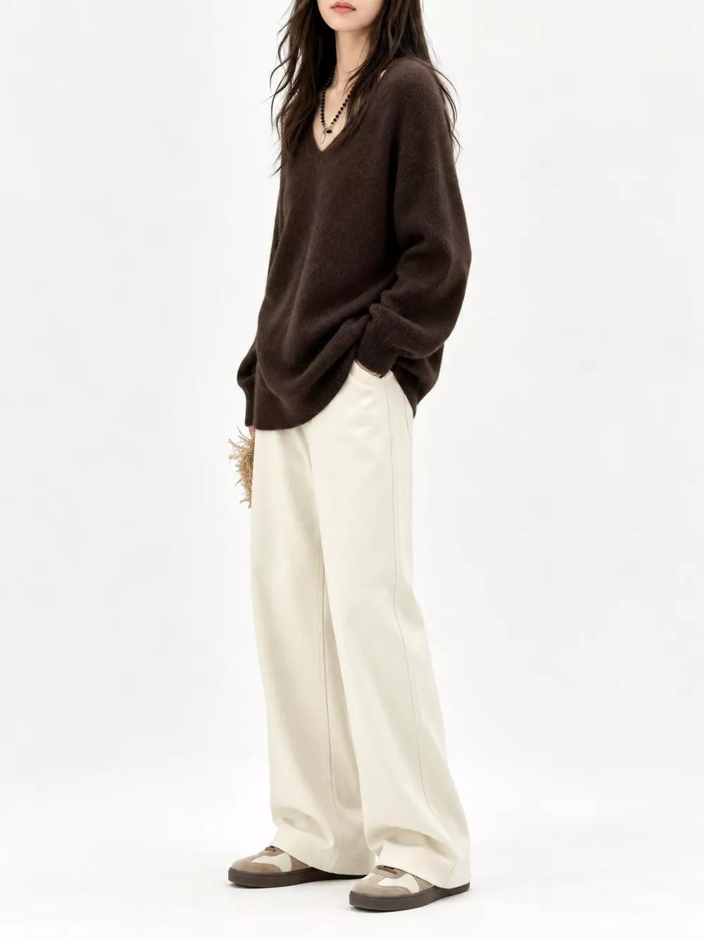 V-Neck Dropped Shoulder Sweater, image 17