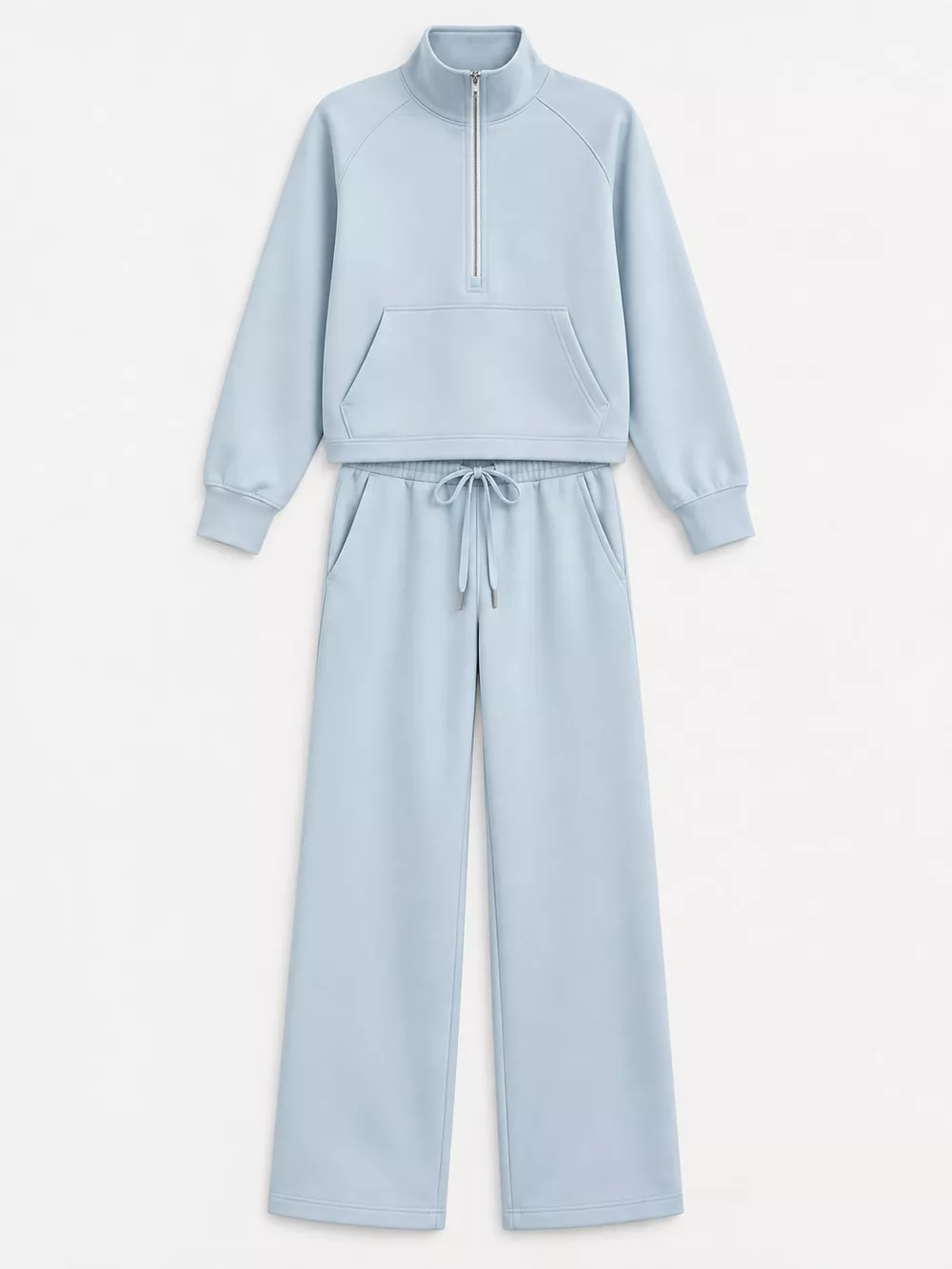 Half-Zip Sweatshirt and Wide-Leg Pants Set, image 33