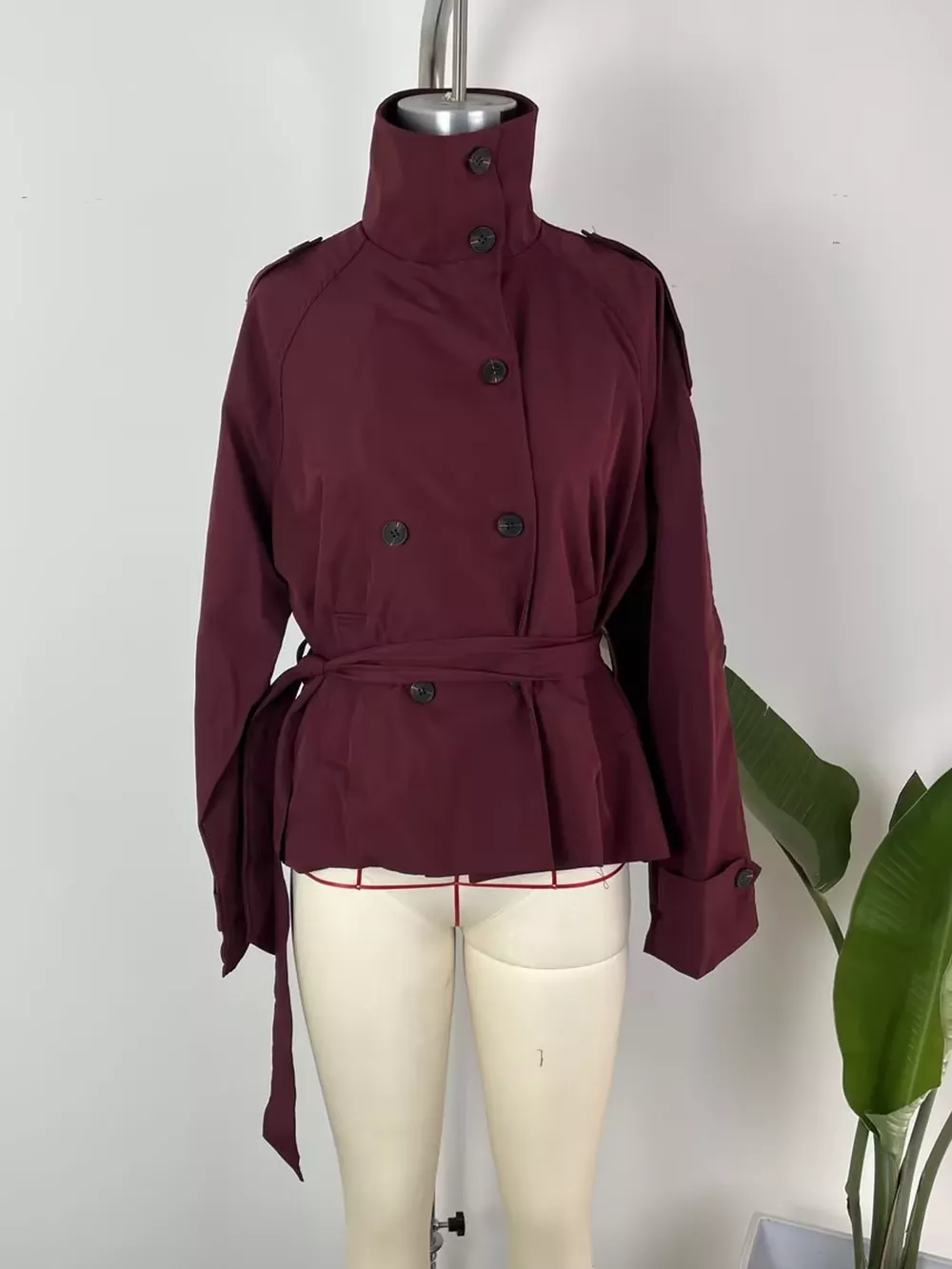 Full Size Double-Breasted Belted Trench Outerwear Plus Size, image 8