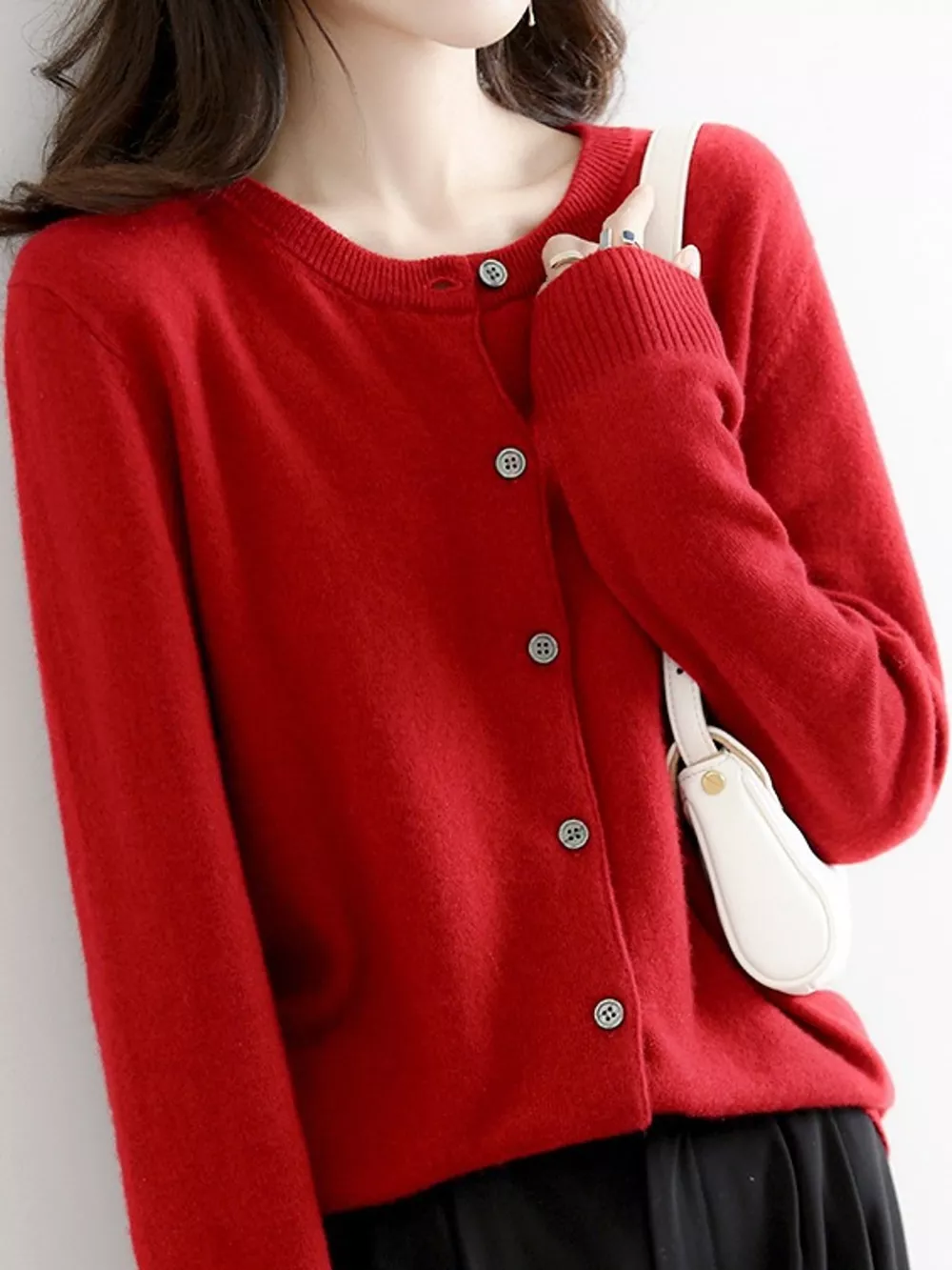 Crew Neck Button-Down Cardigan, image 26