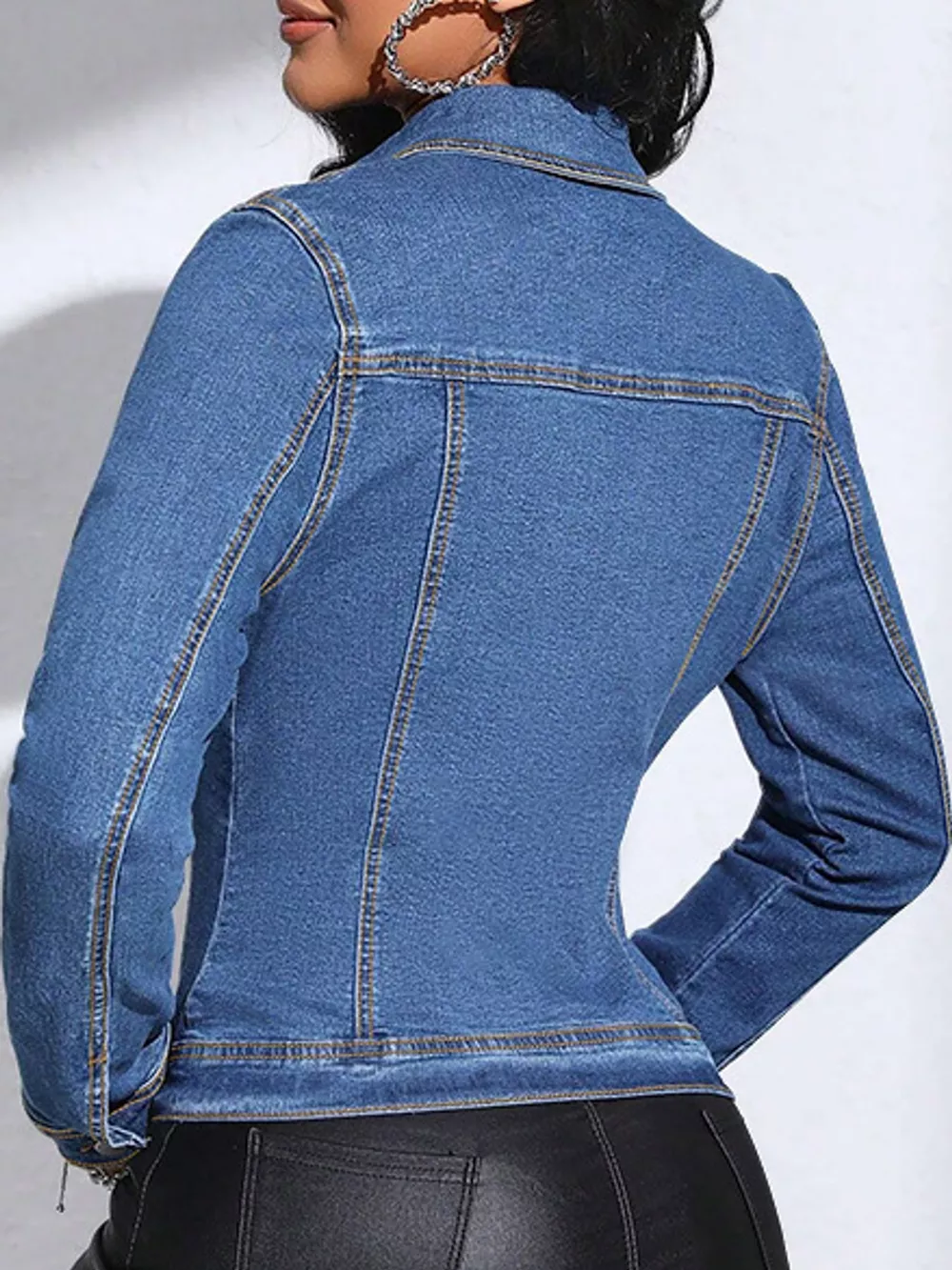 Button-Down Front Denim Jacket, image 4