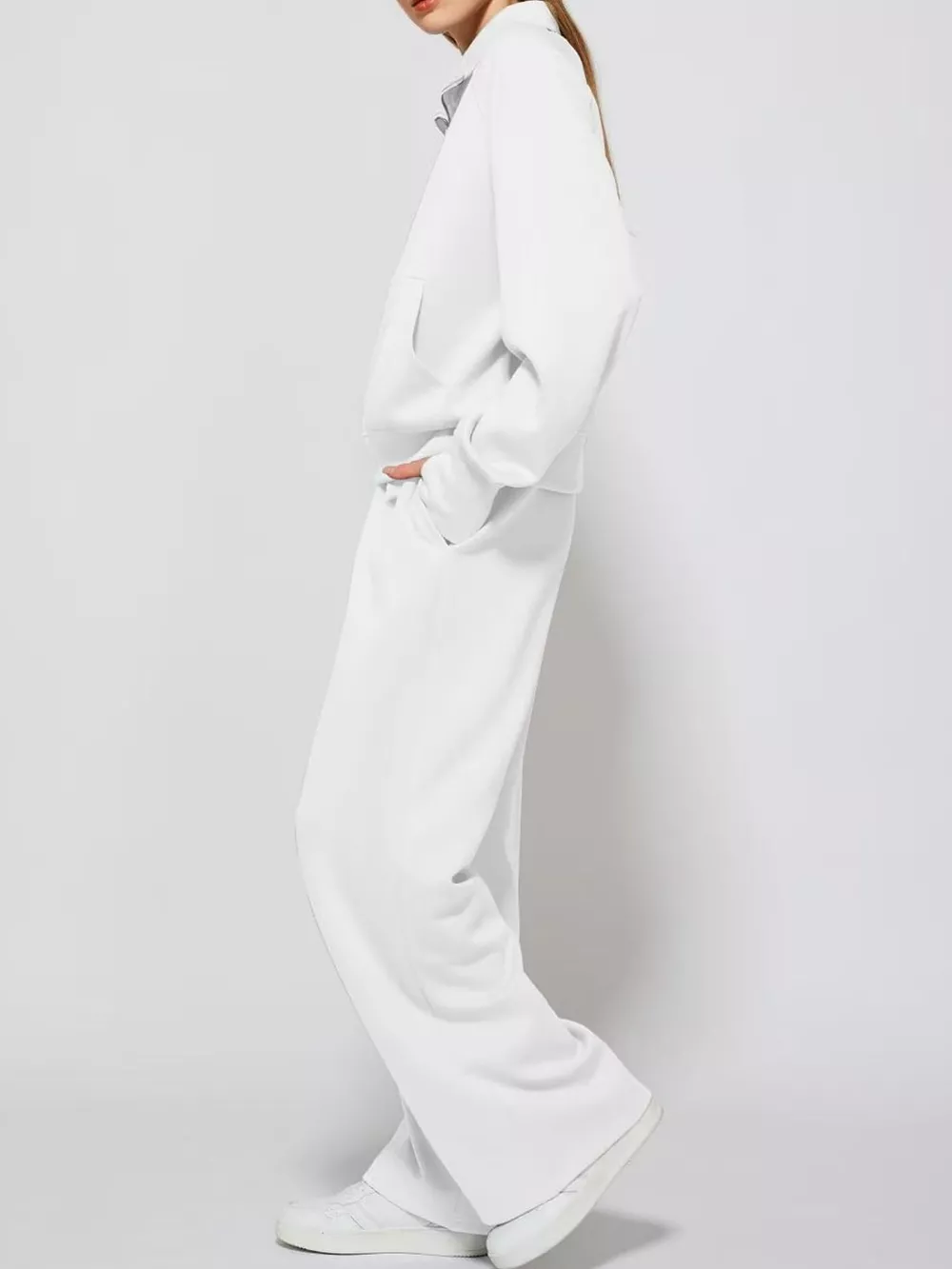 Half-Zip Sweatshirt and Wide-Leg Pants Set, image 58