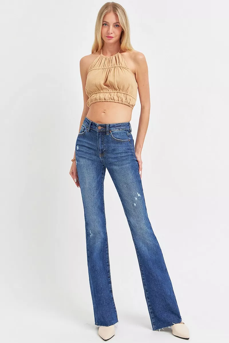 Full Size Distressed Mid Rise Flare Jeans Plus Size, image 5