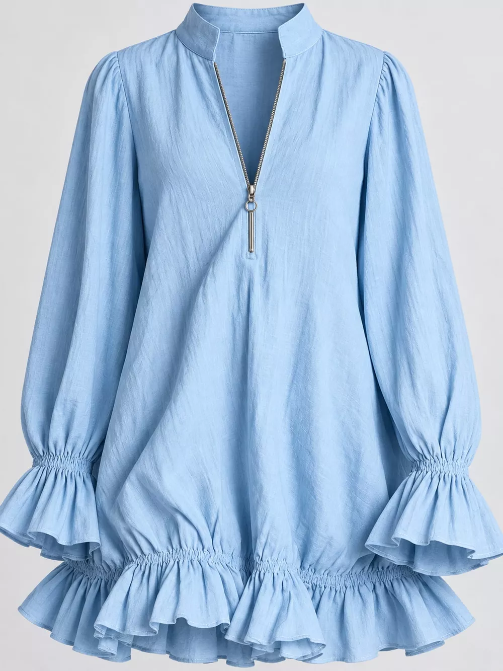 Zipper-Front Ruffle Hem Mini Dress, image 35