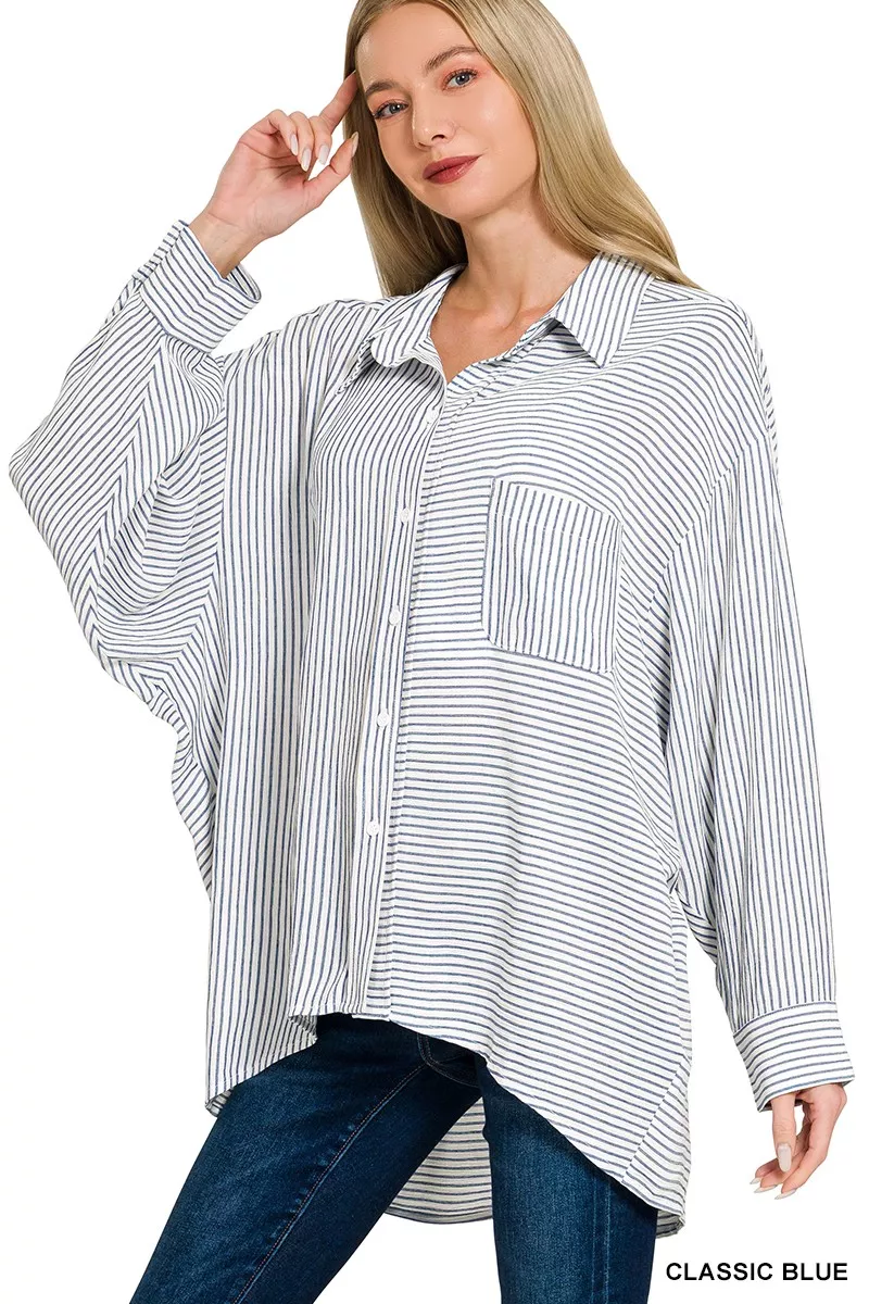 Woven Stripe Button Down Shirt