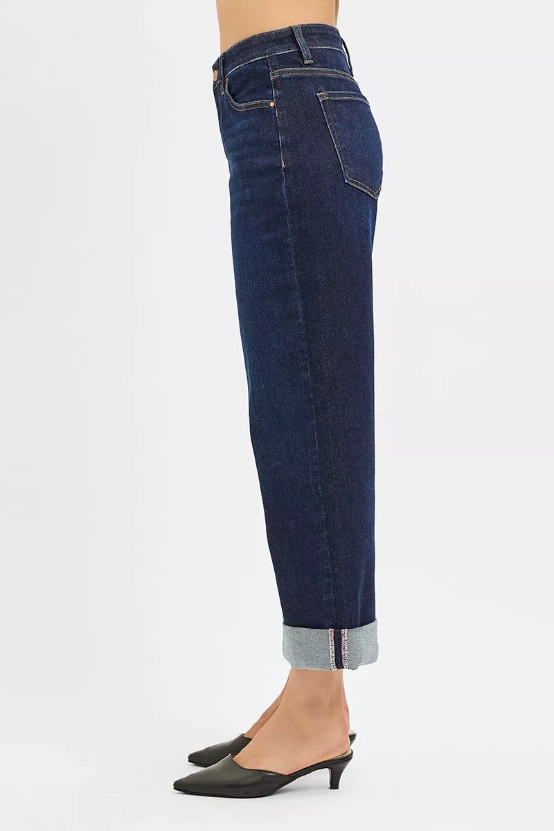 Mid Rise Fit Ankle Wide Roll Up Jeans, image 5