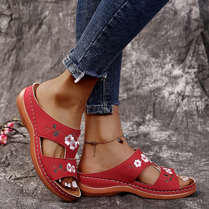 Floral Embroidered Cutout Sandals, image 7